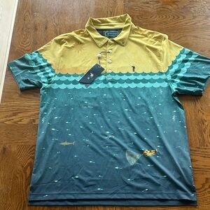 William Murray Golf Ocean Adventure Polo - Gold and Teal